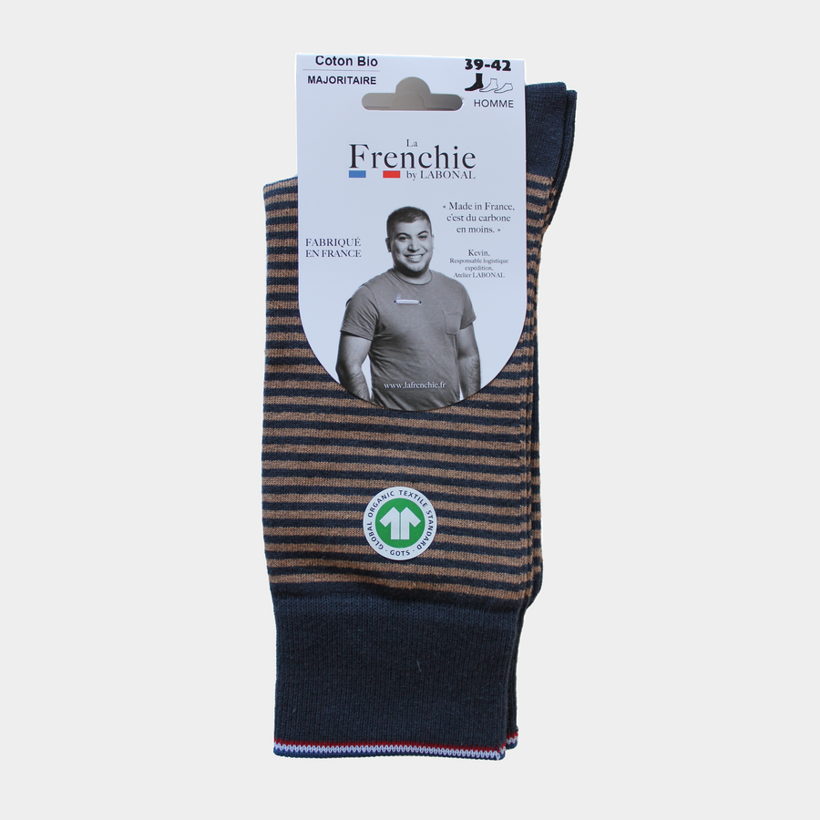 Chaussettes Antibes Coton Bio Marine/Taupe